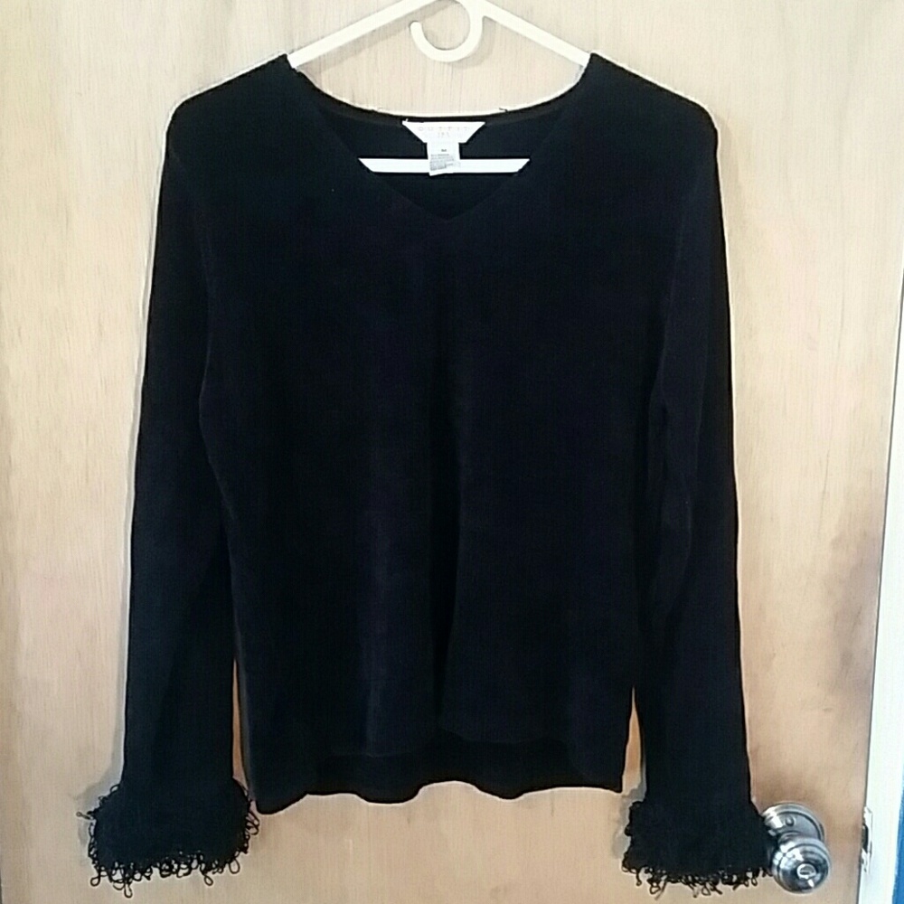 OUTFIT JP Black v-neck Chenille sweater